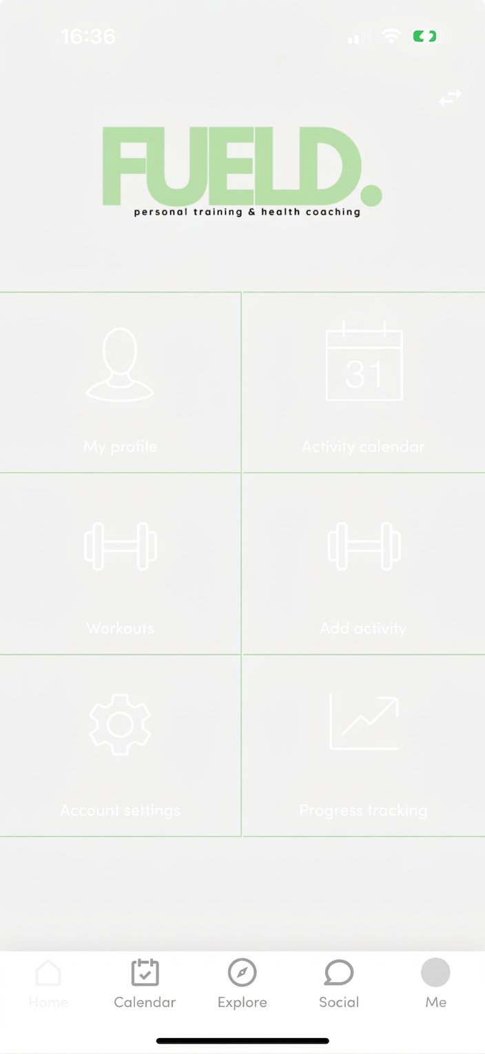 FUELD. coaching app home dashboard