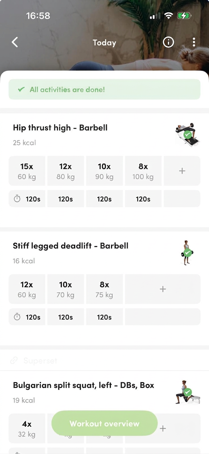 FUELD. coaching app workout screen